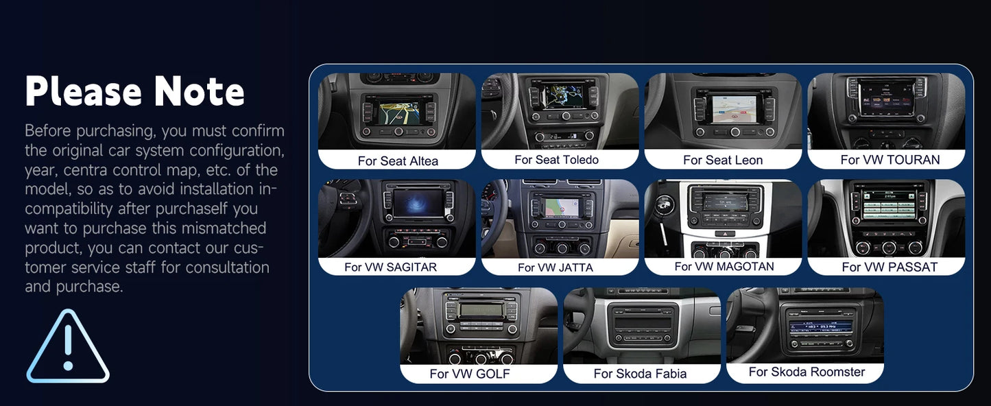 Autoradio Android 7" GPS Carplay pour VW, Seat, Audi - 2Din