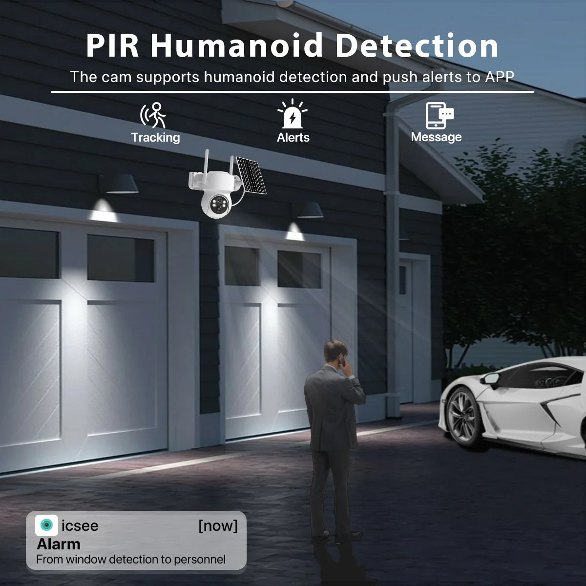 Caméra IP Solaire PTZ 4MP WiFi - Zoom 6X, Surveillance Extérieure 1080P