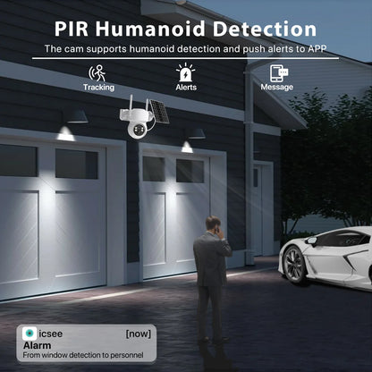 Caméra IP Solaire PTZ 4MP WiFi - Zoom 6X, Surveillance Extérieure 1080P