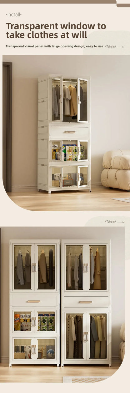 Armoire de rangement pliable multifonction pour vêtements et maison
