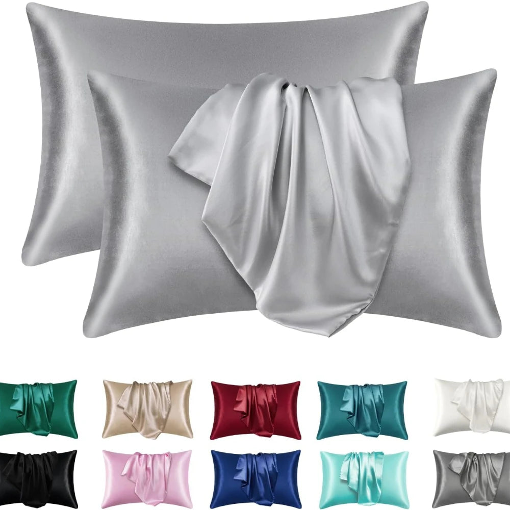 Taie d'oreiller en satin doux pour cheveux et peau - Standard, 2 pièces