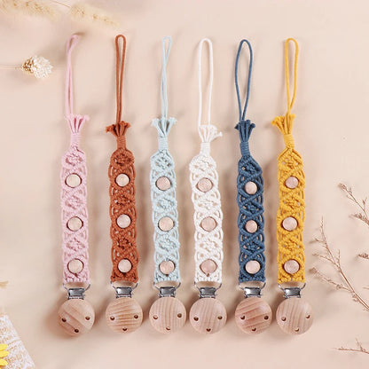 Porte-tétine en macramé et chanvre pour bébé - Tétine en coton artisanale
