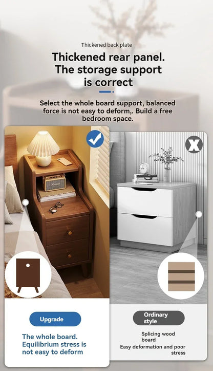 Armoire de chevet en bois massif pour petite chambre à coucher