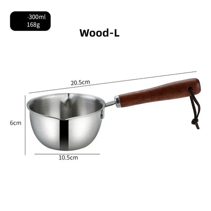 Marmite en inox avec manche en bois - Casserole épaisse 1PC
