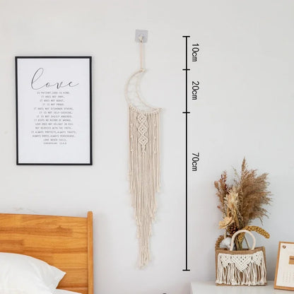 Macramé mural lune pour chambre d'enfant - Décor bohème nordique