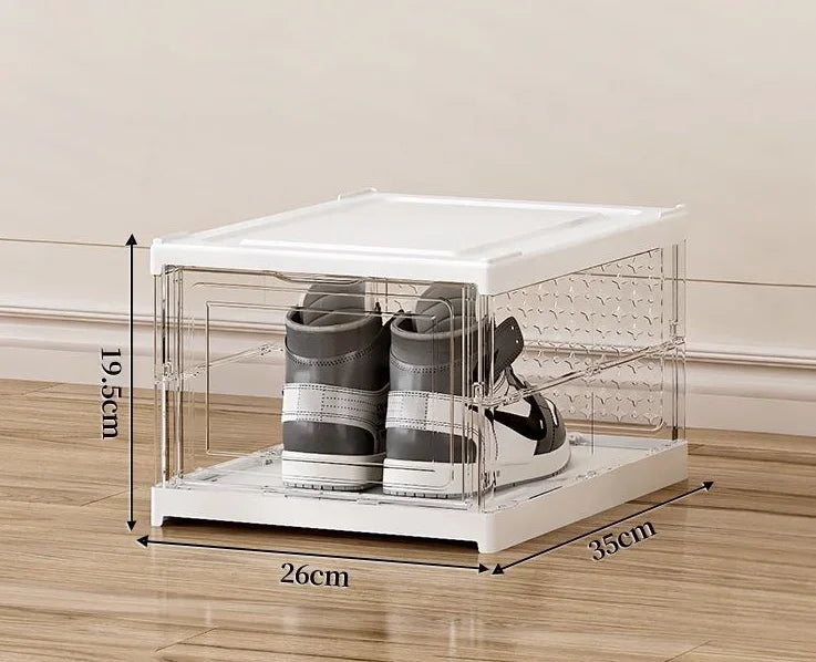 Boîte de rangement à chaussures pliable en plastique transparente