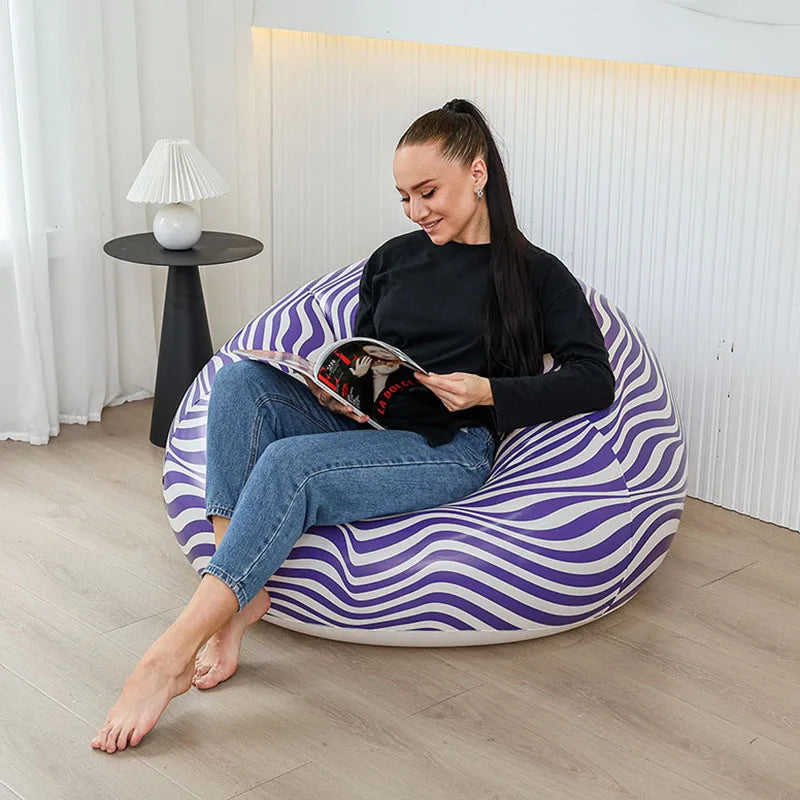 Canapé gonflable inclinable et pliable pour extérieur - Confort rayé