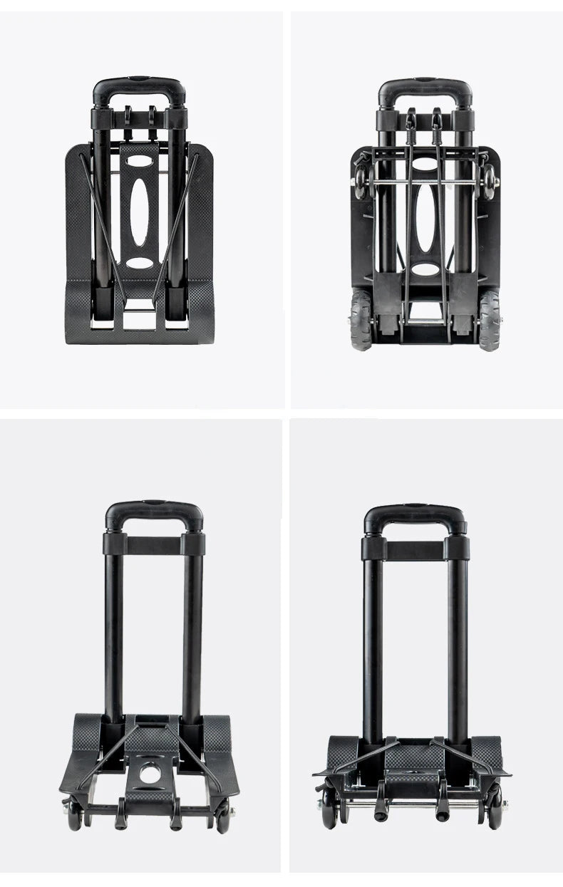 Chariot de courses pliable 2/4 roues avec tige de traction