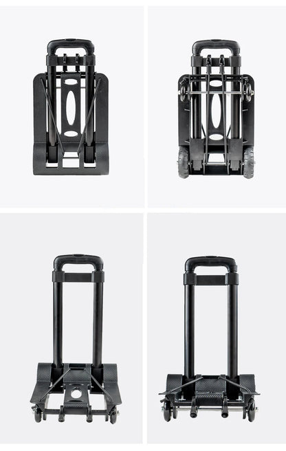 Chariot de courses pliable 2/4 roues avec tige de traction