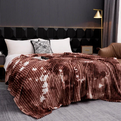 Couverture polaire chaude pour lit - Flanelle teinture par nouage