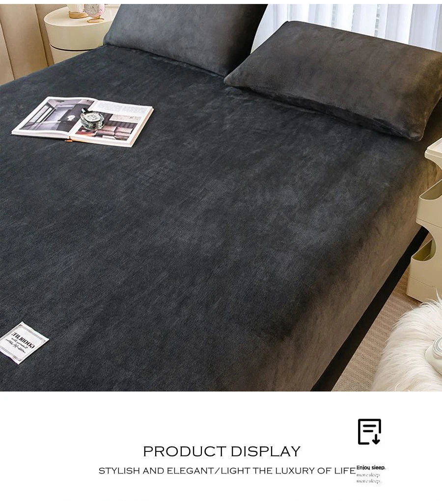 WOSTAR - Drap-housse en peluche douce, luxe pour couple d'hiver