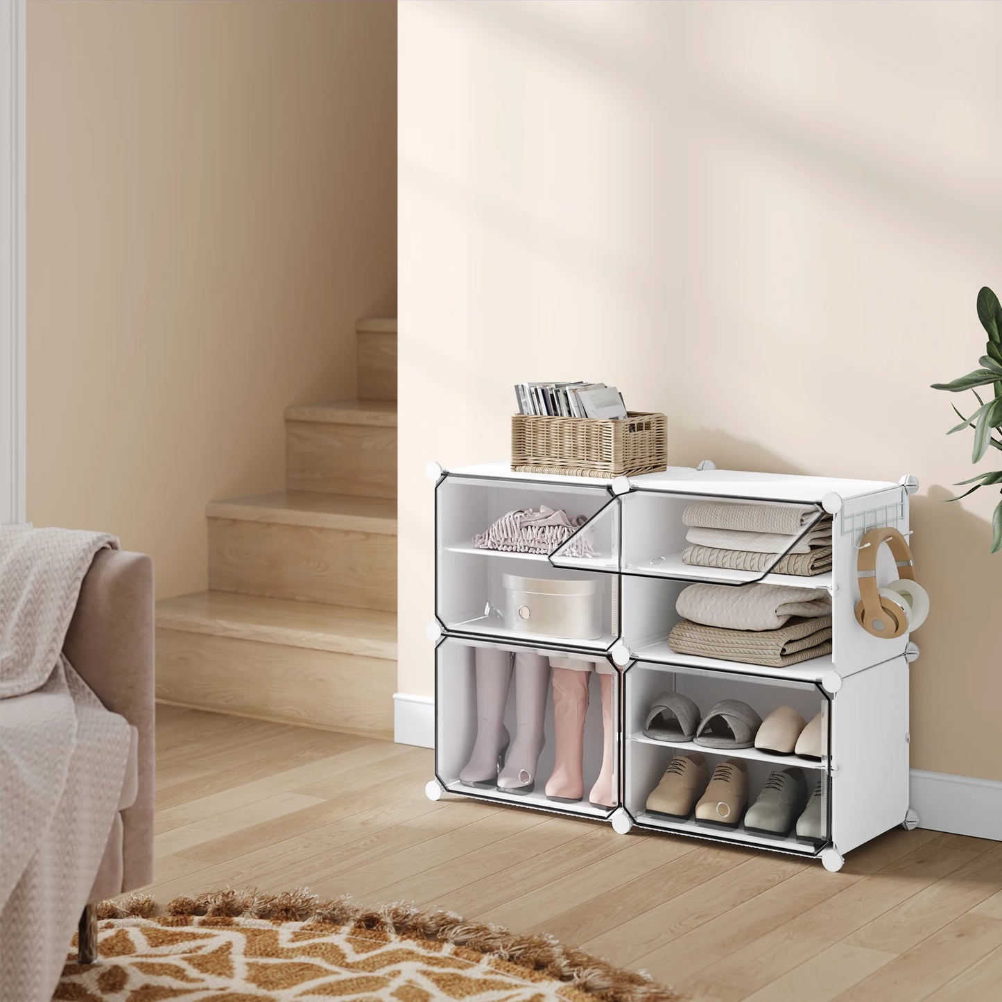 Armoire à chaussures pliable en PP transparent - Organisateur modulaire