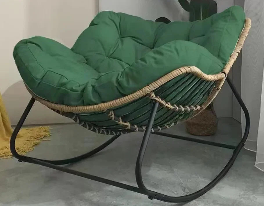 Chaise à bascule en rotin tissé - Confort paresseux pour balcon