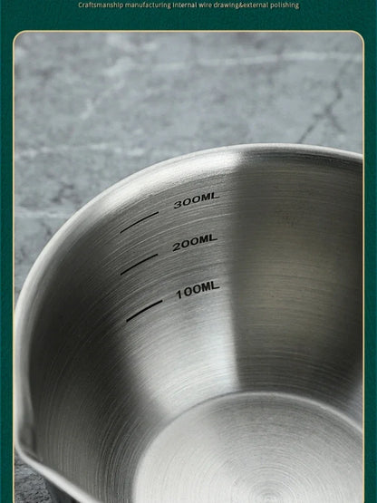 Marmite en inox avec manche en bois - Casserole épaisse 1PC