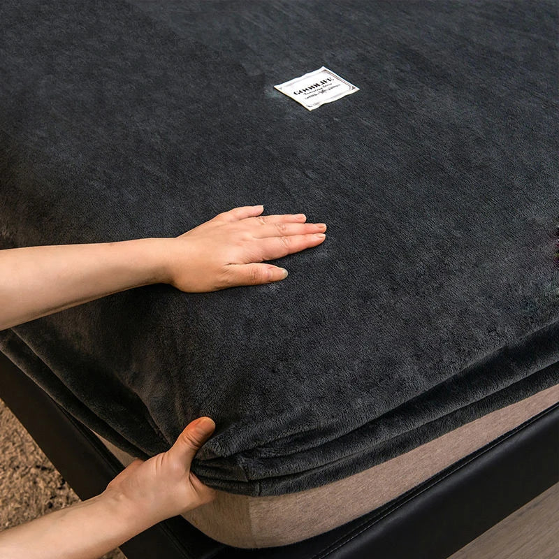 WOSTAR - Drap-housse en peluche douce, luxe pour couple d'hiver