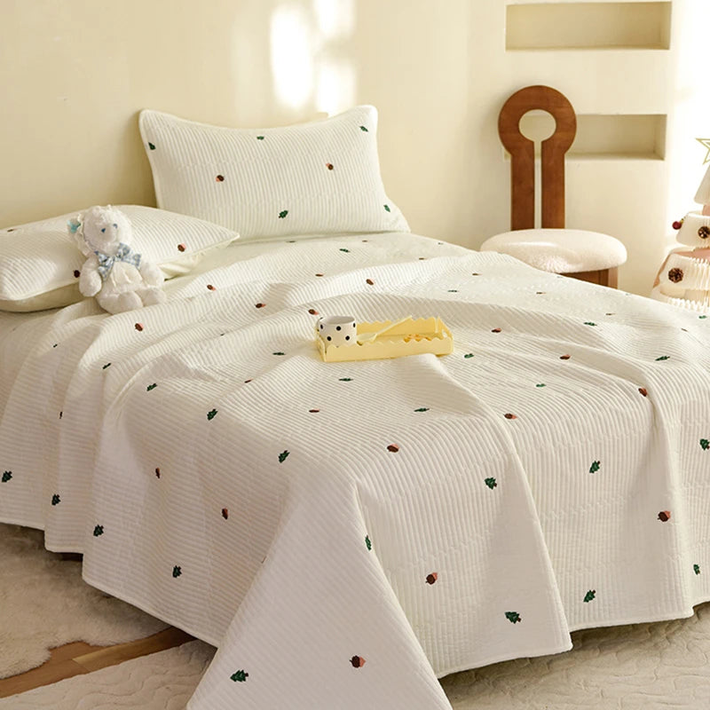 Ensemble Couvre-lit Matelassé Chic en Coton - 3 Pièces avec Taies