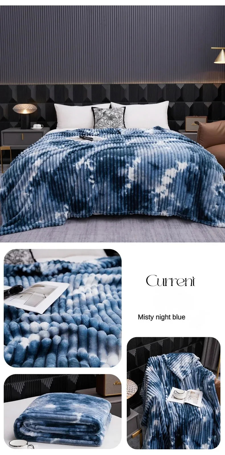 Couverture polaire chaude pour lit - Flanelle teinture par nouage