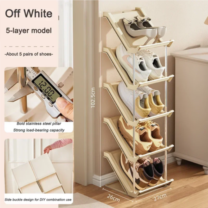Étagère à chaussures empilable étroite pour un rangement optimal