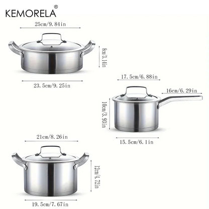 Ensemble de casseroles en acier inoxydable 16/20/24cm - Ustensiles de cuisine