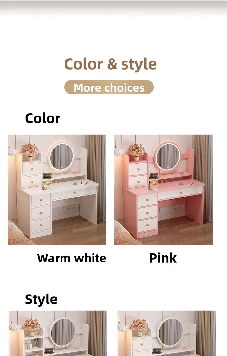 Commode avec Miroir : Table de Maquillage Rangement Petit Appartement