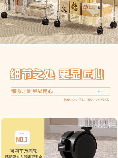 Chariot de Rangement Transparent 2/3/4 Niveaux - Étagère à Snacks Luxe