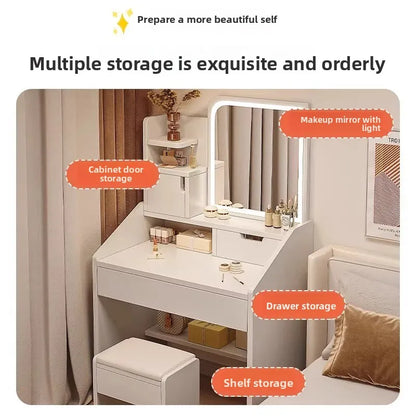 Commode avec Miroir : Table de Maquillage Rangement Petit Appartement