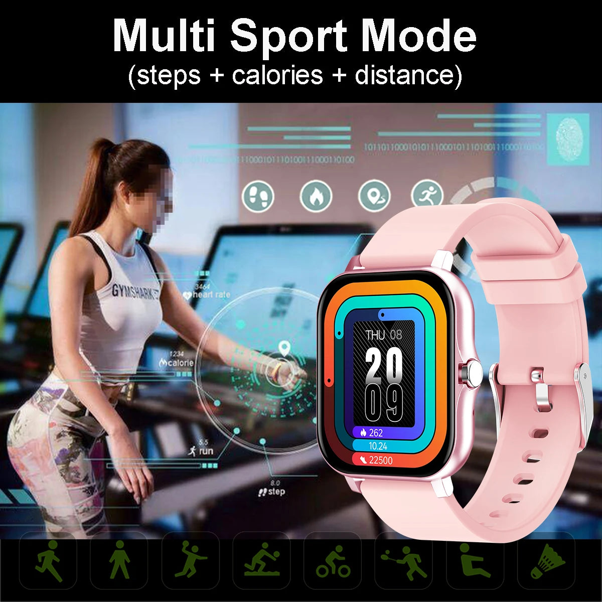 Montre Connectée Étanche 1.83" - Suivi Sportif & Notifications iPhone/Android
