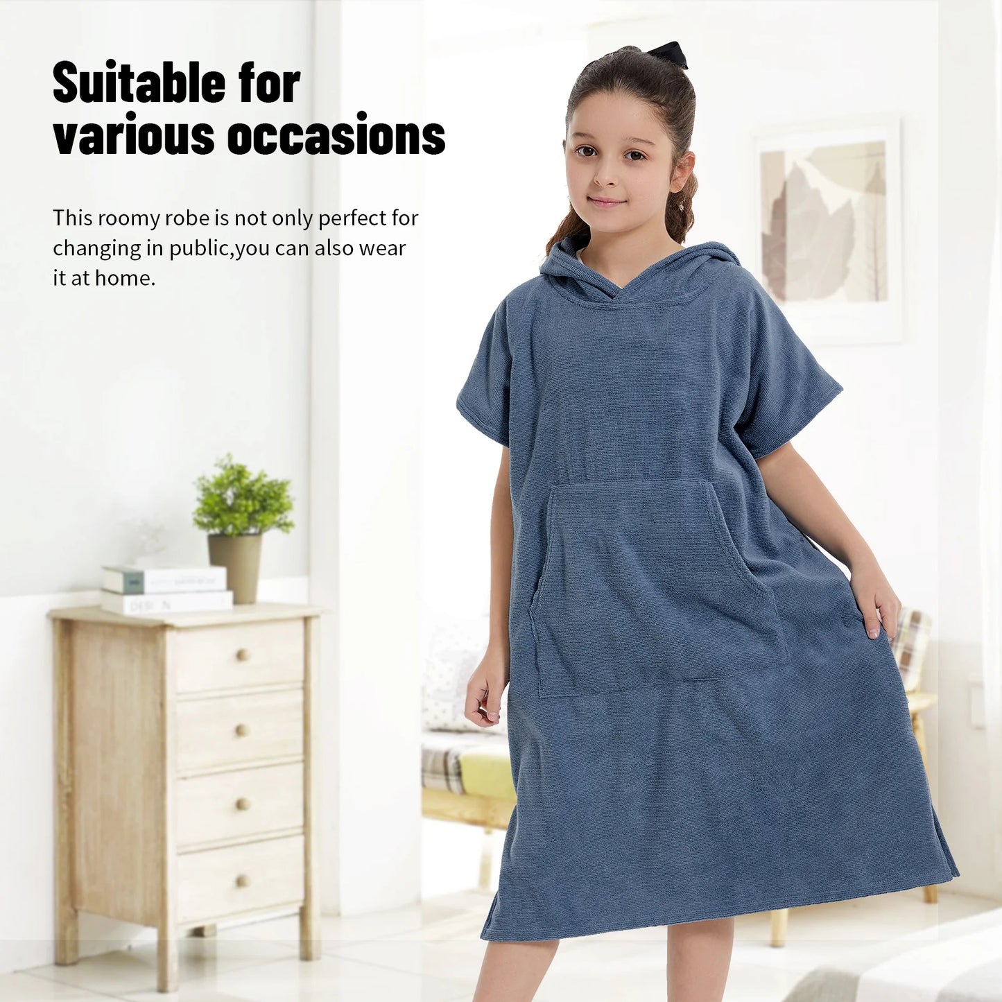 Robe de bain enfants avec capuche - Poncho de plage absorbant
