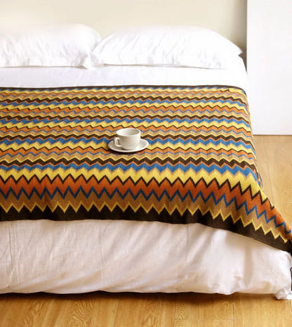 Couverture Boho Rouge Rouille Tissée avec Glands - Douce et Légère