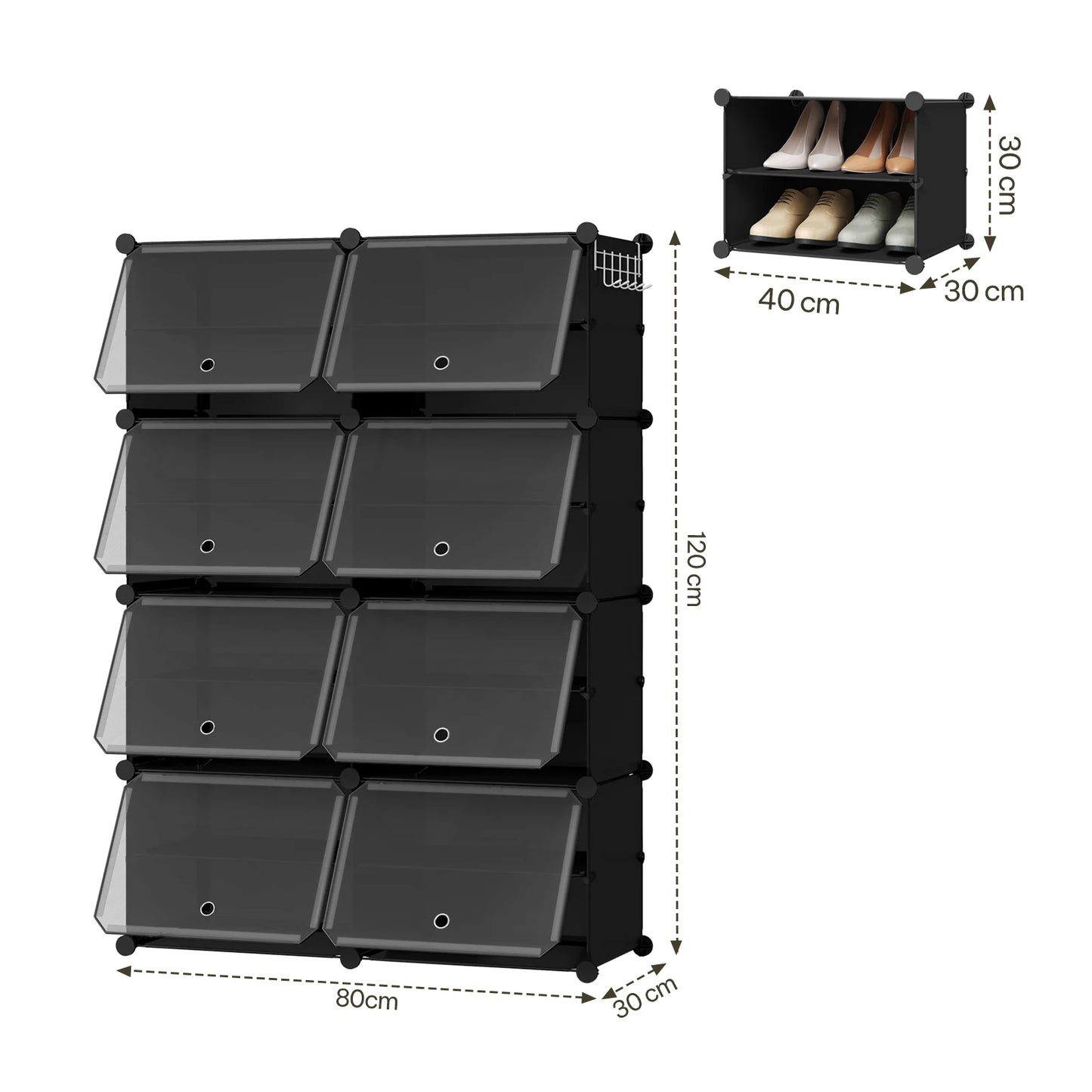 Armoire à chaussures pliable en PP transparent - Organisateur modulaire