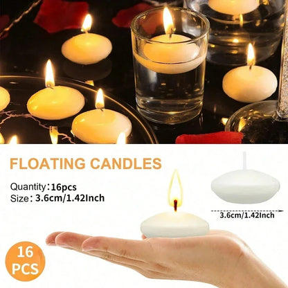 Bougies flottantes non parfumées - 16 pièces pour décor romantique