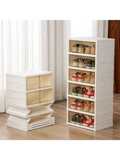 Boîte de rangement à chaussures pliable en plastique transparente
