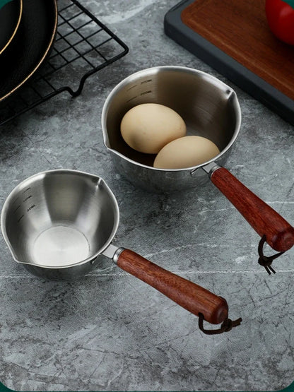 Marmite en inox avec manche en bois - Casserole épaisse 1PC