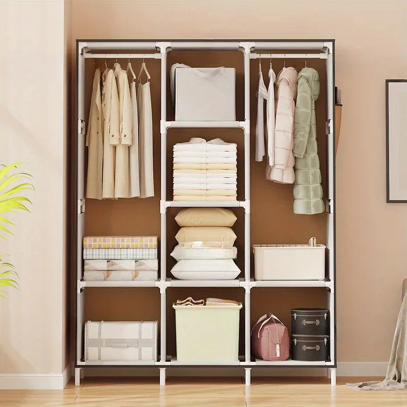 Armoire anti-poussière en tissu - Rangement multicouche pour chambre