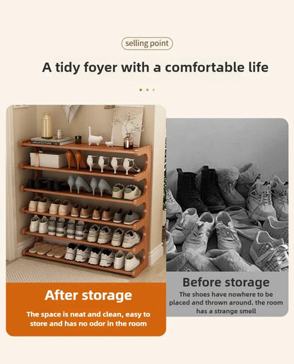 Étagère à chaussures en bois multi-niveaux pour rangement pratique