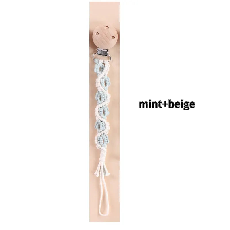 Porte-tétine en macramé et chanvre pour bébé - Tétine en coton artisanale