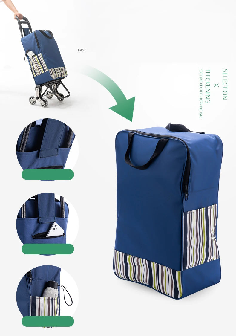 Chariot d'épicerie léger et pliable pour escalier - Idéal voyage