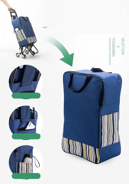 Chariot d'épicerie léger et pliable pour escalier - Idéal voyage