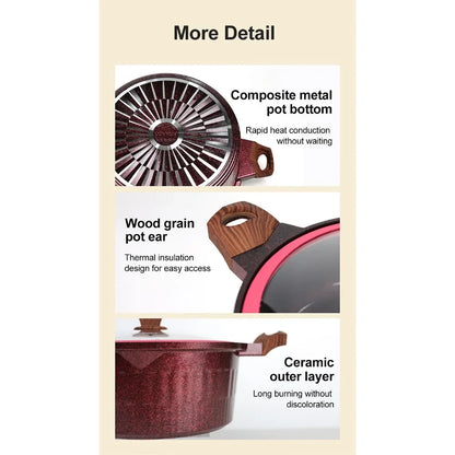 Ensemble de casseroles antiadhésives en céramique - 15 pièces avec couvercle