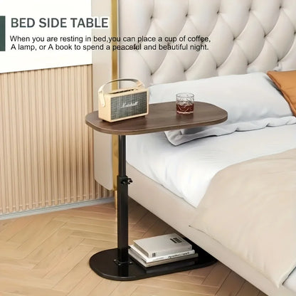 Table à Hauteur Réglable en Bois - Table d'Appoint Portable Intérieur/Extérieur