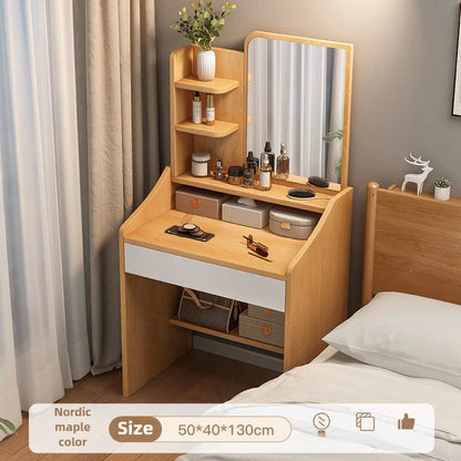 Commode avec Miroir : Table de Maquillage Rangement Petit Appartement