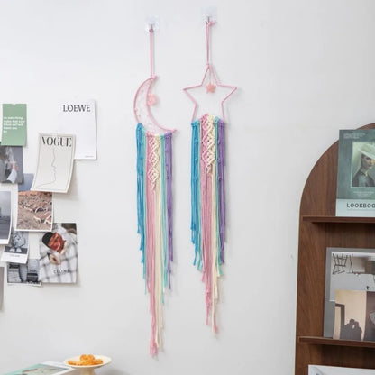 Macramé mural lune pour chambre d'enfant - Décor bohème nordique