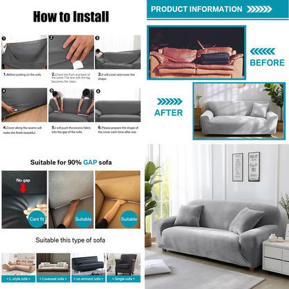 Housse de canapé en velours élastique pour salon - 1 à 4 places