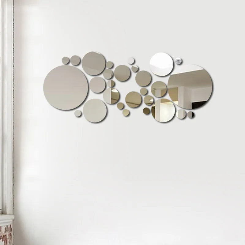 Miroir mural acrylique 3D rond - Décoration DIY pour chambre et salle de bains