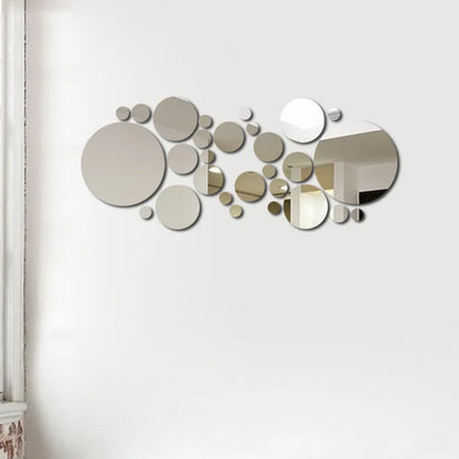 Miroir mural acrylique 3D rond - Décoration DIY pour chambre et salle de bains
