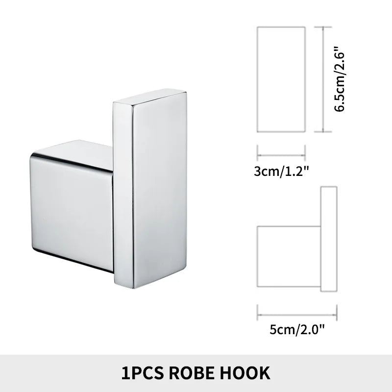 Accessoires de Salle de Bain en Acier Inoxydable - Set Étagère & Crochets