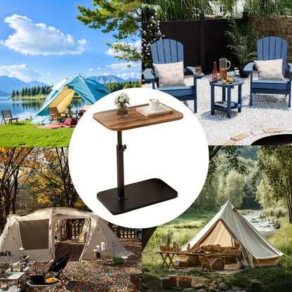 Table à Hauteur Réglable en Bois - Table d'Appoint Portable Intérieur/Extérieur