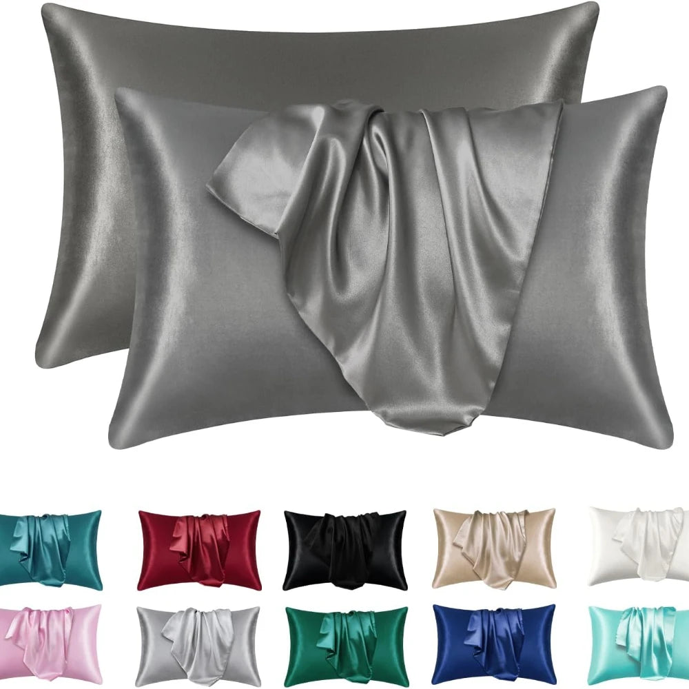Taie d'oreiller en satin doux pour cheveux et peau - Standard, 2 pièces