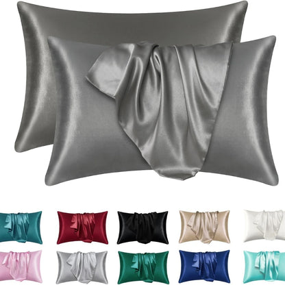 Taie d'oreiller en satin doux pour cheveux et peau - Standard, 2 pièces