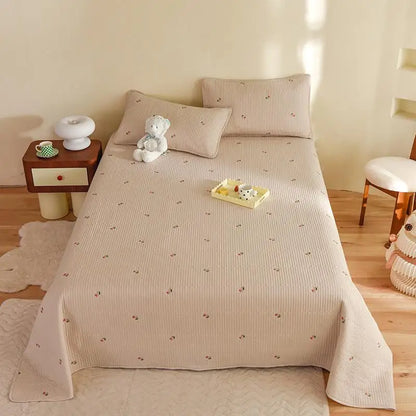 Ensemble Couvre-lit Matelassé Chic en Coton - 3 Pièces avec Taies